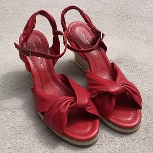 Antonio Melani Leather Espadrille Wedge Sandals Sz 8M